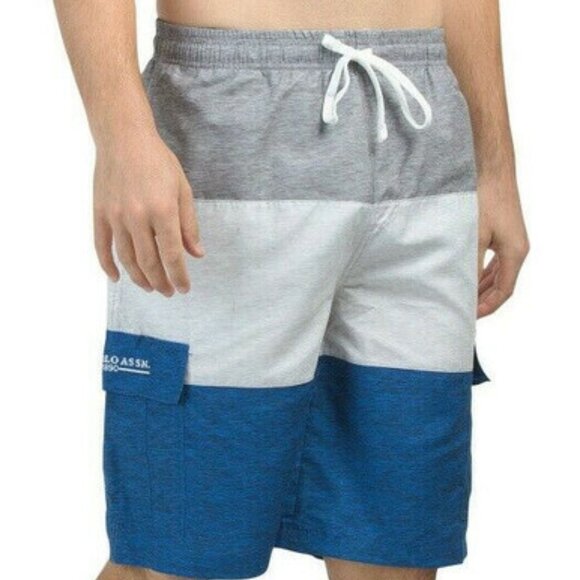 U.S. Polo Assn. Big Men's Size XXL Color Block Swim Shorts Cargo Pockets